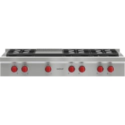 48 Inch Pro-Style Gas Rangetop  - 48" Six (6) Sealed Burner Rangetop with Infrared Griddle view