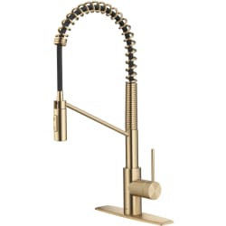 Single Handle Commercial Kitchen Faucet - Oletto™ Commercial Style Pull-Down Single Handle Kitchen Faucet with QuickDock Top Mount Installation Assembly in Spot Free Antique Champagne Bronze view