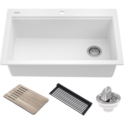 33 Inch Top-Mount Drop-In Workstation Single Bowl Kitchen Sink  - 33 Inch Top-Mount Drop-In Workstation Single Bowl Kitchen Sink with Accessories view
