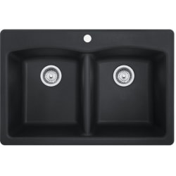 33 Inch Ellipse Dualmount Double Bowl Granite Kitchen Sink  - 33 Inch Ellipse Dualmount Double Bowl Granite Kitchen Sink with 9 Inch Bowl Depth view