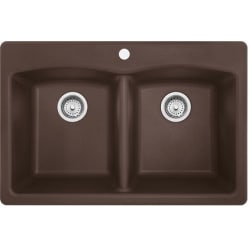 33 Inch Ellipse Dualmount Double Bowl Granite Kitchen Sink  - 33 Inch Ellipse Dualmount Double Bowl Granite Kitchen Sink with 9 Inch Bowl Dept view