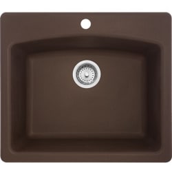 25 Inch Ellipse Dualmount Single Bowl Granite Kitchen Sink  - 25 Inch Ellipse Dualmount Single Bowl Granite Kitchen Sink with 9 Inch Bowl Depth view