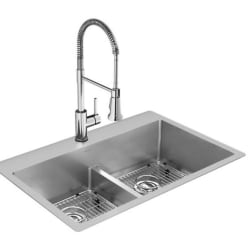 9 Inch 1-Hole Equal Double Bowl Dual Mount Sink Kit  - 9 Inch 1-Hole Equal Double Bowl Dual Mount Sink Kit view