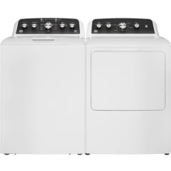 Side-by-Side Top Load Washer and Gas Dryer Set in White - Side-by-Side Washer & Dryer Set with Front Load Washer and Gas Dryer in White view