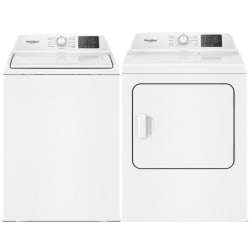 Side-by-Side Top Load Washer and Gas Dryer Set in White - Side-by-Side Washer & Dryer Set with Top Load Washer & Gas Dryer in White view
