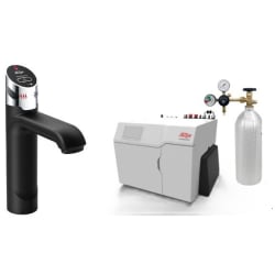 HydroTap Boiling, Chilled, Sparkling for Large Commercial - Kitted Base Module  - HydroTap Boiling, Chilled, Sparkling for Large Commercial - Kitted Base Module with 5 lb CO2 and Regulator with Touch-Free Wave Tap - Matte Black with Chrome Accents view