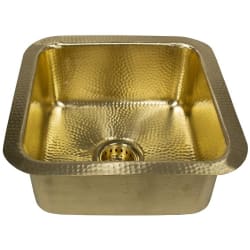 Unlacquered Hammered Brass Square Dual-Mount Bar Sink  - Unlacquered Hammered Brass Square Dual-Mount Bar Sink view