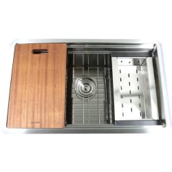 28 Inch Undermount Single Bowl Kitchen Sink  - 28 Inch Pro Series Prep-Station Single Bowl Undermount Stainless Steel Kitchen Sink with Included Accessories view