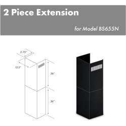2 Pcs. 36 Inch Chimney Extensions for 10 Ft. to 12 Ft. Ceilings - Chimney Extension - 2pc view
