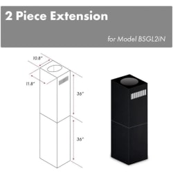 36 Inch Chimney Extensions for 10 ft. to 12 ft. Ceilings (2 Pcs.) - Chimney Extension - 2pc view