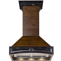 42 Inch Wall Mount Range Hood  - Wooden Wall Mount Range Hood in Antigua and Walnut view