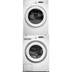 Stacked Front Load Washer and Electric Dryer Set in White - Stacked Washer & Dryer Set with Front Load Washer & Electric Dryer in White view