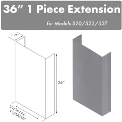 36 Inch Chimney for 42 Inch Under Cabinet Hoods - 1-Piece Chimney Extension view