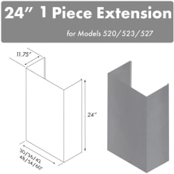 24 Inch Chimney for 60 Inch Under Cabinet Hoods - 1-Piece Chimney Extension view