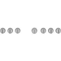 9-Piece Monogram Knob Kit in Stainless Steel for 30 and 36 Inch Ranges - Product Photos_Un-installed/free-standing_Closed View Stainless Steel Knobs view
