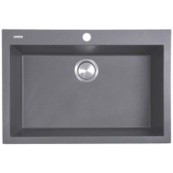 27 Inch Dualmount Granite Composite Kitchen Sink - 27 Inch Dualmount Granite Composite Kitchen Sink with 7 7/8 Inch Bowl Depth view