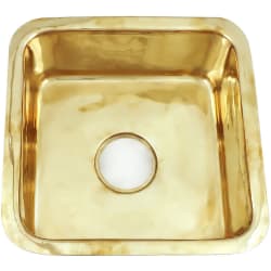 16 Inch Brass Square Undermount Bar/Prep Sink  - 16 Inch Brass Square Undermount Bar/Prep Sink with 7 1/4 Inch Bowl Depth view