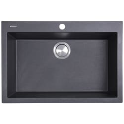 27 Inch Dualmount Granite Composite Kitchen Sink - 27 Inch Dualmount Granite Composite Kitchen Sink with 7 7/8 Inch Bowl Depth view