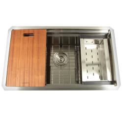 30 Inch Undermount Single Bowl Kitchen Sink Kit  - 30 Inch Pro Series Prep-Station Single Bowl Undermount Stainless Steel Kitchen Sink with Included Accessories view