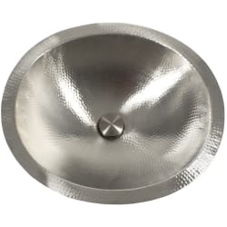 20 Inch Dual Mount Hand Hammered Oval Sink  - Matte Finish Hand Hammered Stainless Steel Oval Bathroom Sink - Drain Sold Separately view