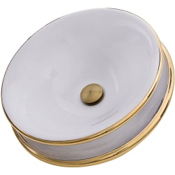 19 Inch Topmount Single Bowl Fireclay Bathroom Vanity Sink - 19 Inch Topmount Single Bowl Fireclay Bathroom Vanity Sink with 5 1/4 Inch Bowl Depth view