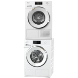 Stacked Front Load Washer and Electric Dryer Set in White - Stackable Washer and Dryer view