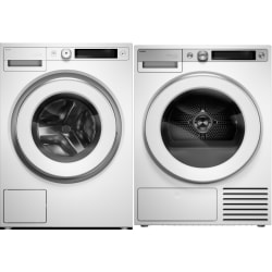 Side-by-Side Front Load Washer and Electric Dryer Set in White - Side by Side Washer & Dryer Set with Front Load Washer & Electric Dryer in White view