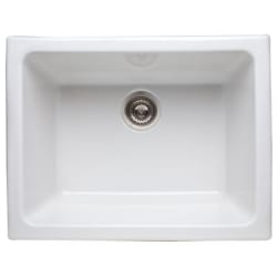 24 Inch Fireclay Kitchen Sink  - White (Strainer Not Included) view