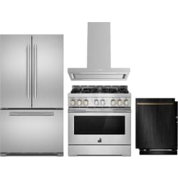 4 Piece Kitchen Appliances Package with Dishwasher, Gas Range and French Door Refrigerator in Panel Ready - Package view