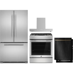 4 Piece Kitchen Appliances Package with Dishwasher, Dual Fuel Range and French Door Refrigerator in Panel Ready - Package view