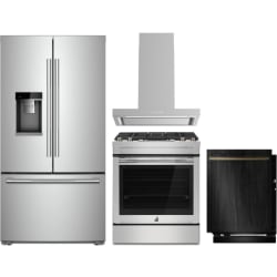 4 Piece Kitchen Appliances Package with Dishwasher, Dual Fuel Range and French Door Refrigerator in Panel Ready - Package view