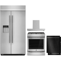 4 Piece Kitchen Appliances Package with Gas Range, Dishwasher and Side-by-Side Refrigerator in Stainless Steel - Package view