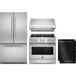 4 Piece Kitchen Appliances Package with Gas Range, Dishwasher and French Door Refrigerator in Stainless Steel - Package view