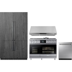 4 Piece Kitchen Appliances Package with French Door Refrigerator, Dual Fuel Range and Dishwasher in Panel Ready - Package view