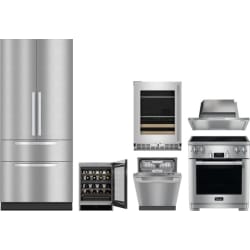 6 Piece Kitchen Appliances Package with French Door Refrigerator, Induction Range and Dishwasher in Panel Ready - Package view