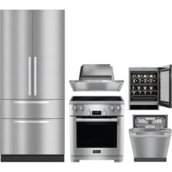 5 Piece Kitchen Appliances Package with French Door Refrigerator, Induction Range and Dishwasher in Panel Ready - Package view