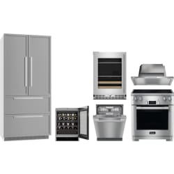 6 Piece Kitchen Appliances Package with Bottom Freezer Refrigerator, Induction Range and Dishwasher in Panel Ready - Package view