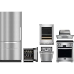 6 Piece Kitchen Appliances Package with Bottom Freezer Refrigerator, Induction Range and Dishwasher in Panel Ready - Package view