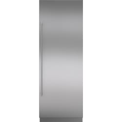 Stainless Steel Door Panel  - Integrated Stainless Steel 30" Column Door Panel with Tubular Handle - Right Hinge view