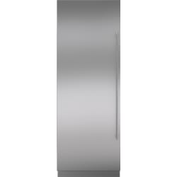 Stainless Steel Door Panel  - Integrated Stainless Steel 30" Column Door Panel with Tubular Handle - Left Hinge view