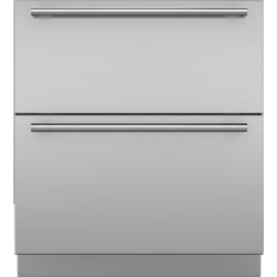 30 Inch Stainless Steel Drawer Panels Tubular Handles and 4 Inch Toe Kick (2-Panel Set) - Integrated 30" Drawer Panels with Tubular Handles view