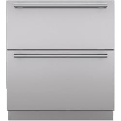 Stainless Steel Drawer Panels, Tubular Handles and 4 Inch Toe Kick (2-Panel Set) - front view