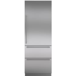 Stainless Steel Door Panel  - Integrated Stainless Steel 30" Tall Door Panel with Tubular Handle - Right Hinge view