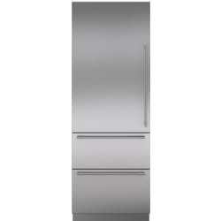 Stainless Steel Door Panel  - Integrated Stainless Steel 30" Tall Door Panel with Tubular Handle - Left Hinge view
