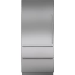 Stainless Steel Door Panel, Tubular Handle - Integrated Stainless Steel 36" Tall Door Panel with Tubular Handle - Left Hinge view