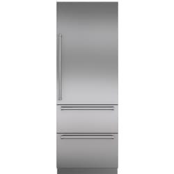 Stainless Steel Door Panel  - Integrated Stainless Steel 30" Tall Door Panel with Pro Handle - Right Hinge view