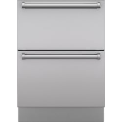 Stainless Steel Drawer Panels (2-Panel Set) 6 Inch Toe Kick and Pro Handles - Integrated Stainless Steel 24" Drawer Panels with Pro Handles view