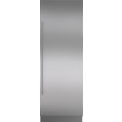 Stainless Steel Door Panel  - Integrated Stainless Steel 30" Column Door Panel with Tubular Handle - Right Hinge view