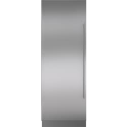 Stainless Steel Door Panel  - Integrated Stainless Steel 30" Column Door Panel with Tubular Handle - Left Hinge view