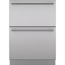 Stainless Steel Drawer Panels (2-Panel Set) 4 Inch Toe Kick and Tubular Handles - Integrated Stainless Steel 24" Drawer Panels with Tubular Handles view